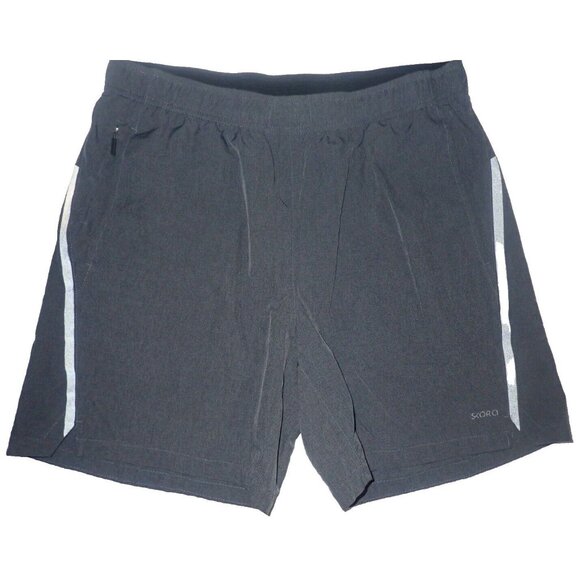 Skora Qwick Dry Shorts Men L Athletic Performance Gray Reflective Drawstring Run - Picture 1 of 4